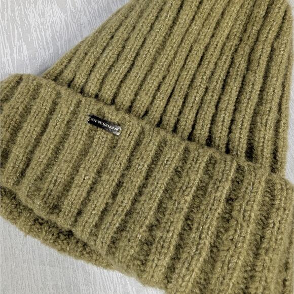 Steve Madden Knit Beanie Hat Womens Green Winter Hat - Picture 3 of 4